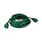 20' Green 3-Prong Outdoor Extension Power Cord with Outlet Block